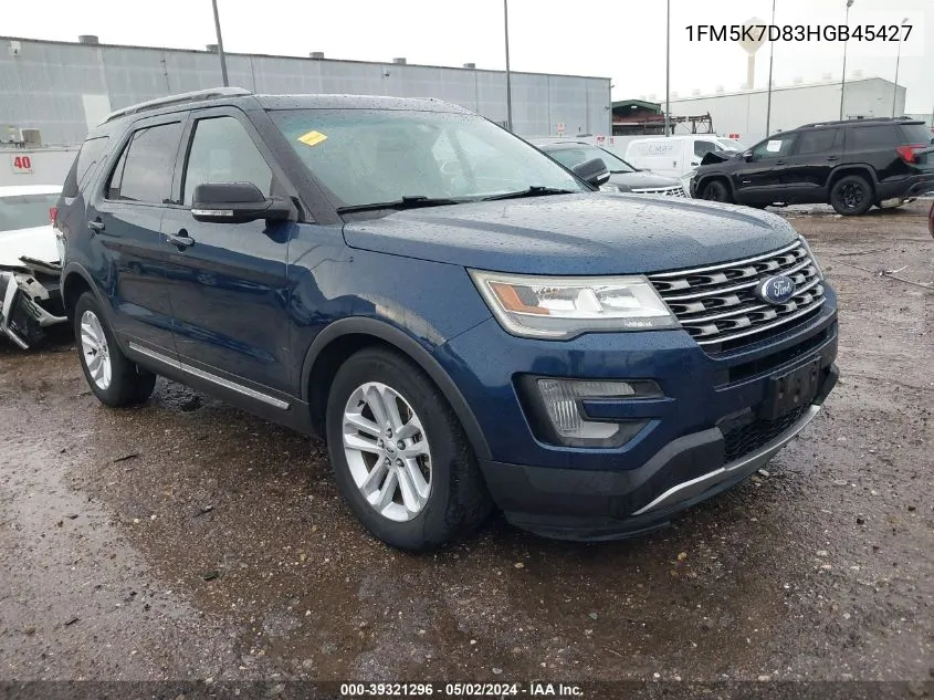 2017 Ford Explorer Xlt VIN: 1FM5K7D83HGB45427 Lot: 39321296