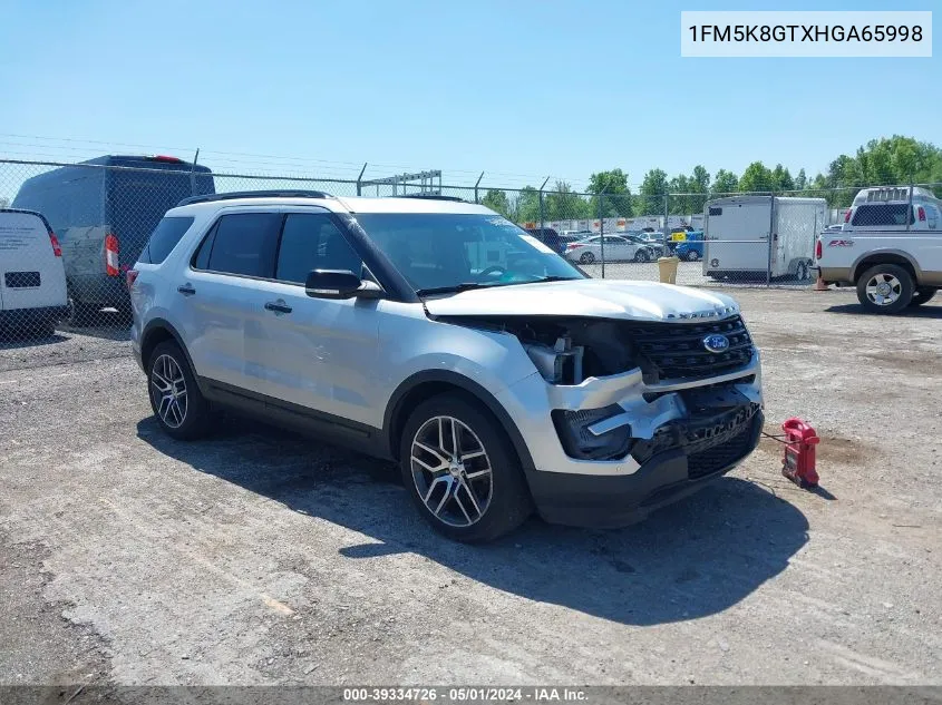 2017 Ford Explorer Sport VIN: 1FM5K8GTXHGA65998 Lot: 39334726