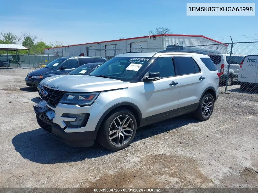 2017 Ford Explorer Sport VIN: 1FM5K8GTXHGA65998 Lot: 39334726