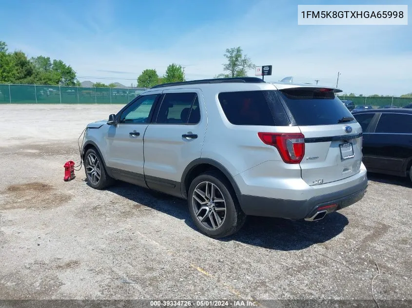 2017 Ford Explorer Sport VIN: 1FM5K8GTXHGA65998 Lot: 39334726