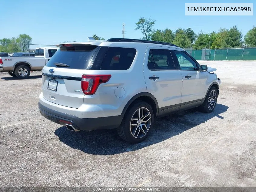 2017 Ford Explorer Sport VIN: 1FM5K8GTXHGA65998 Lot: 39334726