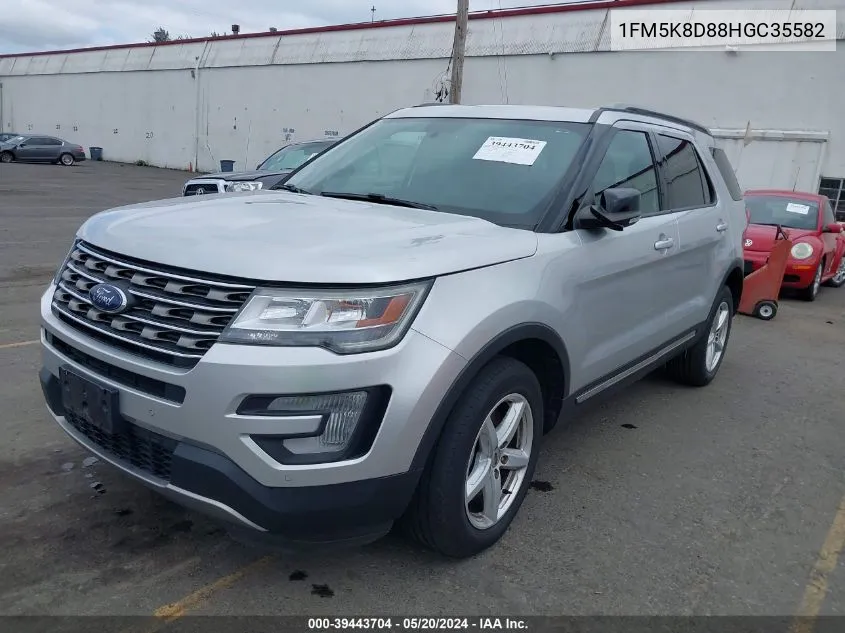 2017 Ford Explorer Xlt VIN: 1FM5K8D88HGC35582 Lot: 39443704