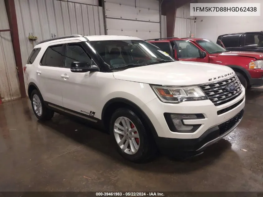 2017 Ford Explorer Xlt VIN: 1FM5K7D88HGD62438 Lot: 39461983