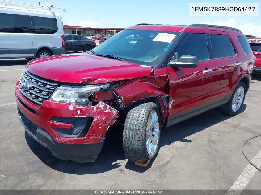 2017 Ford Explorer VIN: 1FM5K7B89HGD64427 Lot: 39564596