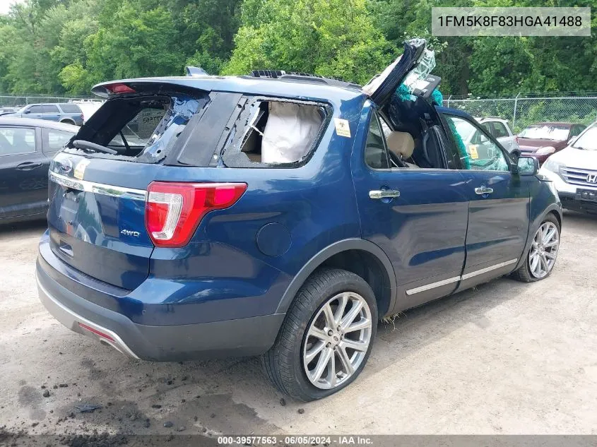 1FM5K8F83HGA41488 2017 Ford Explorer Limited