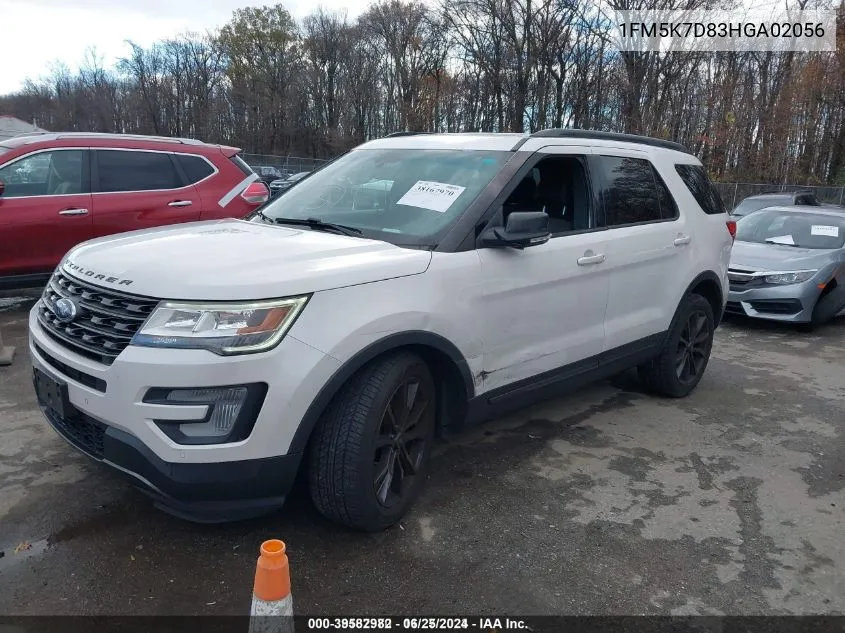 2017 Ford Explorer Xlt VIN: 1FM5K7D83HGA02056 Lot: 39582982