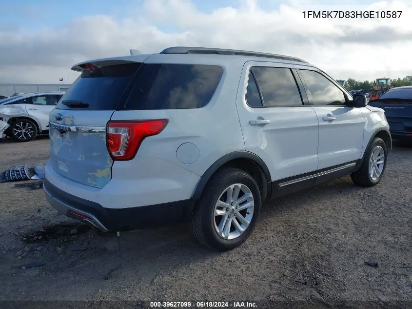 1FM5K7D83HGE10587 2017 Ford Explorer Xlt