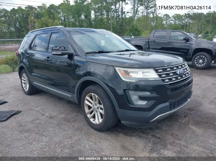 1FM5K7D81HGA26114 2017 Ford Explorer Xlt