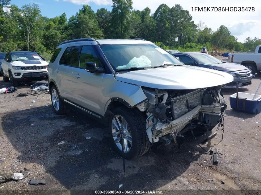 2017 Ford Explorer Xlt VIN: 1FM5K7D86HGD35478 Lot: 39698543