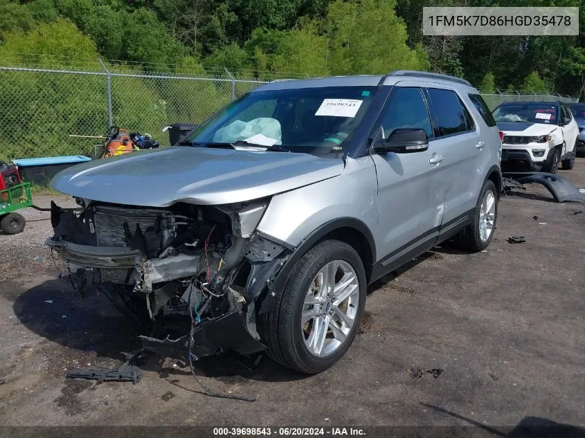 1FM5K7D86HGD35478 2017 Ford Explorer Xlt