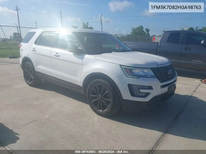 2017 Ford Explorer Xlt VIN: 1FM5K7D82HGA98763 Lot: 39743803