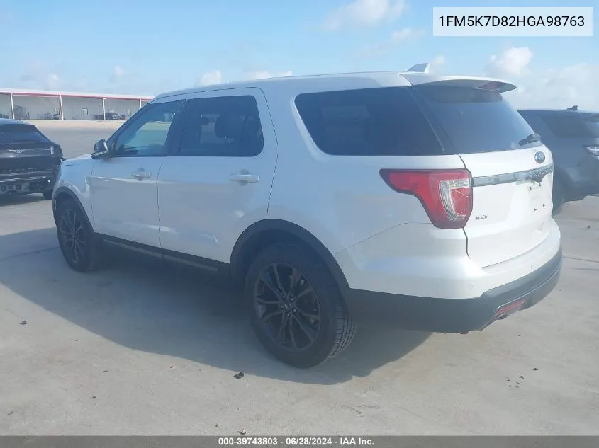 1FM5K7D82HGA98763 2017 Ford Explorer Xlt