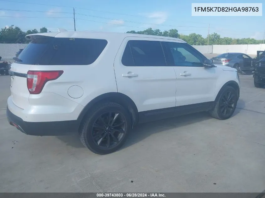 2017 Ford Explorer Xlt VIN: 1FM5K7D82HGA98763 Lot: 39743803