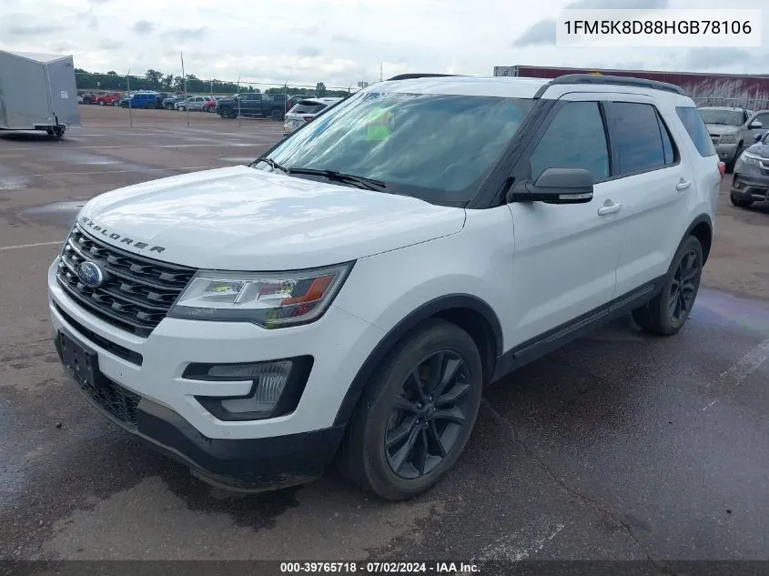 1FM5K8D88HGB78106 2017 Ford Explorer Xlt