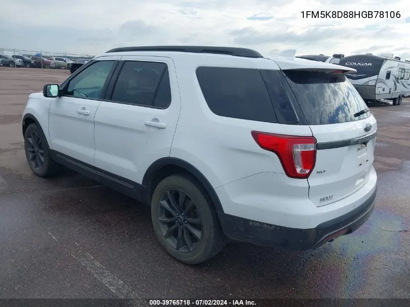 1FM5K8D88HGB78106 2017 Ford Explorer Xlt