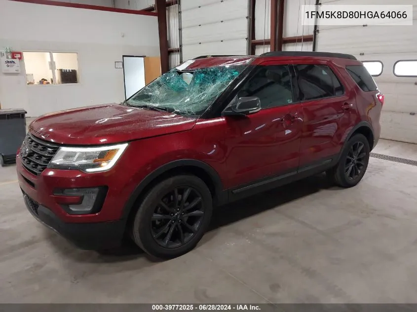 2017 Ford Explorer Xlt VIN: 1FM5K8D80HGA64066 Lot: 39772025