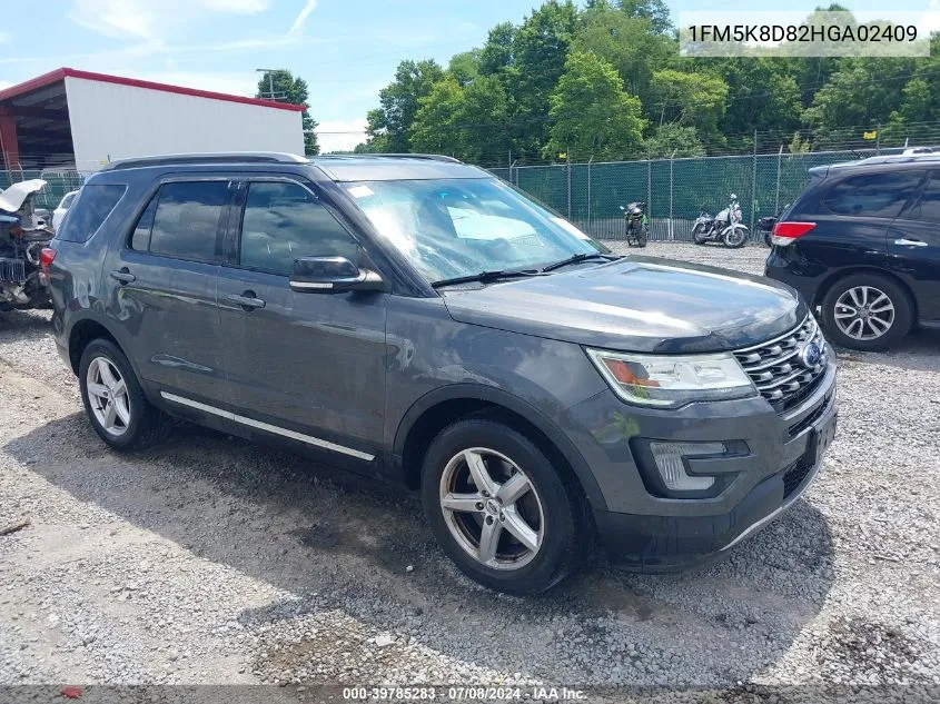 2017 Ford Explorer Xlt VIN: 1FM5K8D82HGA02409 Lot: 39785283