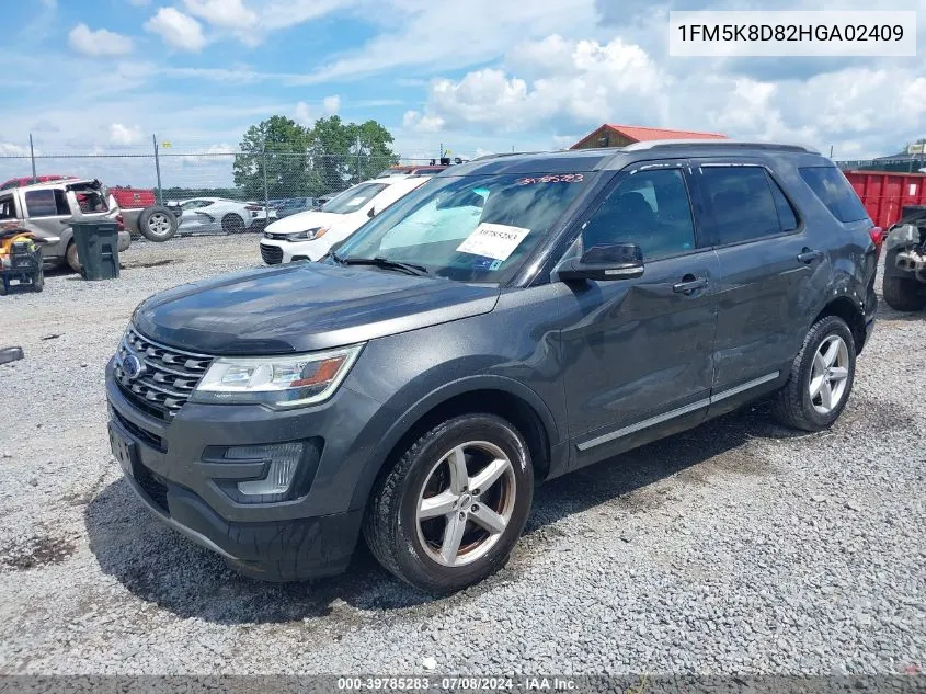 2017 Ford Explorer Xlt VIN: 1FM5K8D82HGA02409 Lot: 39785283