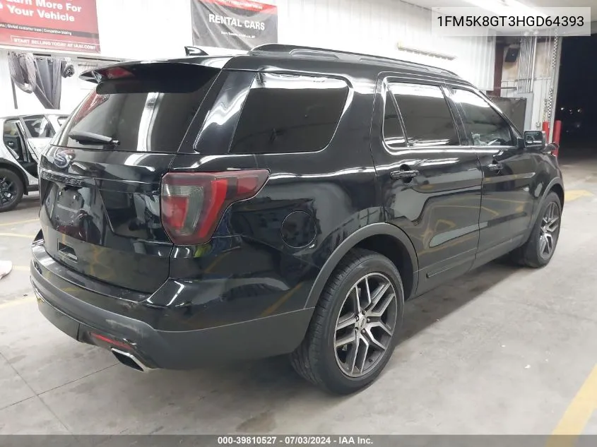 1FM5K8GT3HGD64393 2017 Ford Explorer Sport