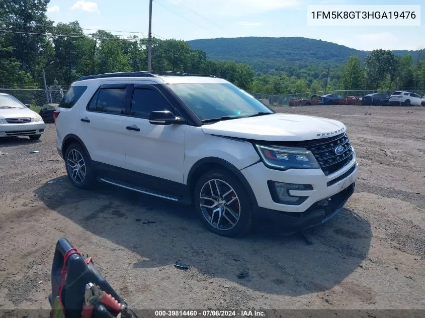 2017 Ford Explorer Sport VIN: 1FM5K8GT3HGA19476 Lot: 39814460