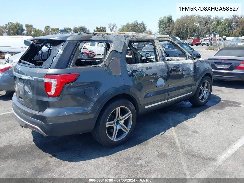 1FM5K7D8XHGA58527 2017 Ford Explorer Xlt