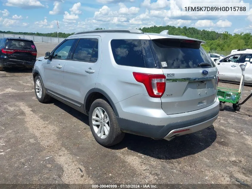 2017 Ford Explorer Xlt VIN: 1FM5K7D89HGD15788 Lot: 39840999