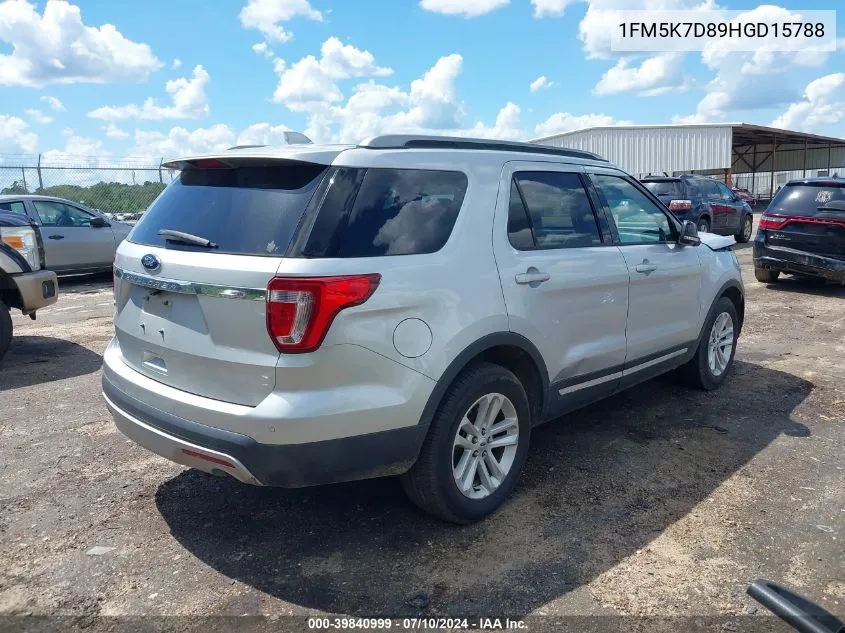 2017 Ford Explorer Xlt VIN: 1FM5K7D89HGD15788 Lot: 39840999