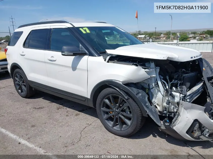 2017 Ford Explorer Xlt VIN: 1FM5K7D82HGA11900 Lot: 39849133