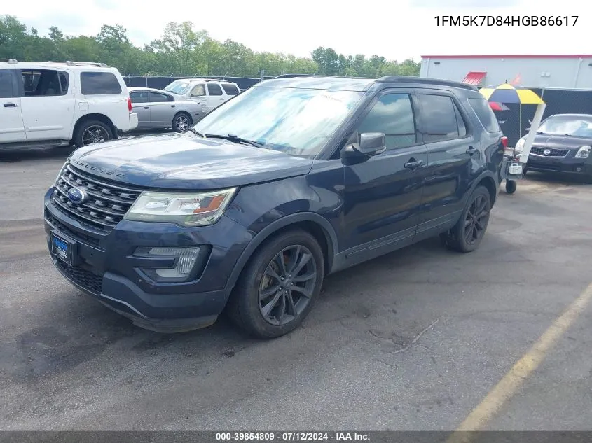 2017 Ford Explorer Xlt VIN: 1FM5K7D84HGB86617 Lot: 39854809