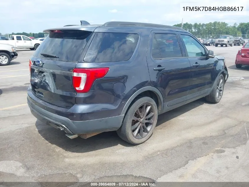 2017 Ford Explorer Xlt VIN: 1FM5K7D84HGB86617 Lot: 39854809