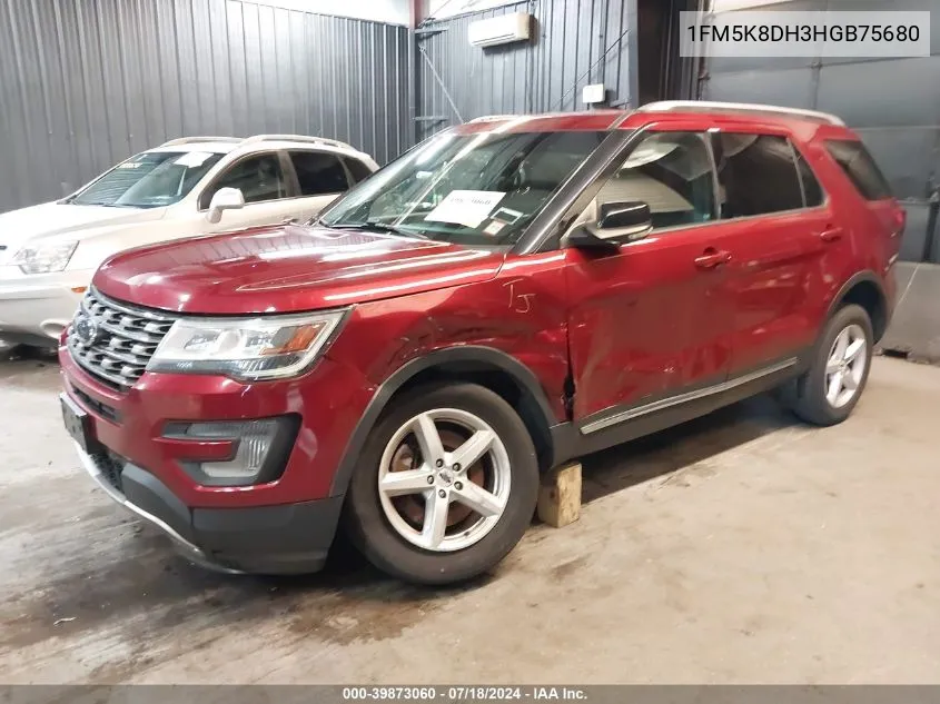 2017 Ford Explorer Xlt VIN: 1FM5K8DH3HGB75680 Lot: 39873060