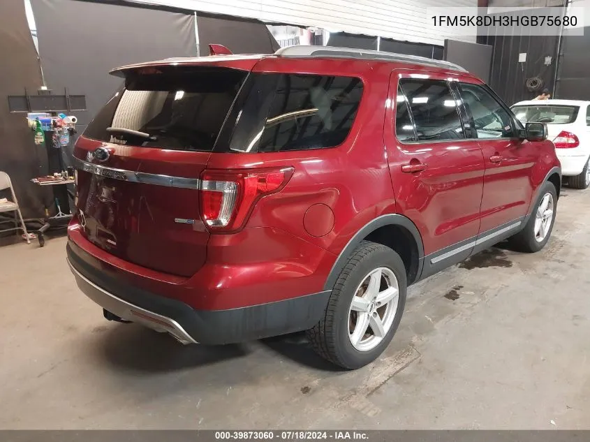 2017 Ford Explorer Xlt VIN: 1FM5K8DH3HGB75680 Lot: 39873060