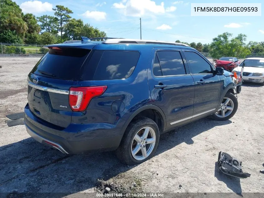 2017 Ford Explorer Xlt VIN: 1FM5K8D87HGE09593 Lot: 39897646