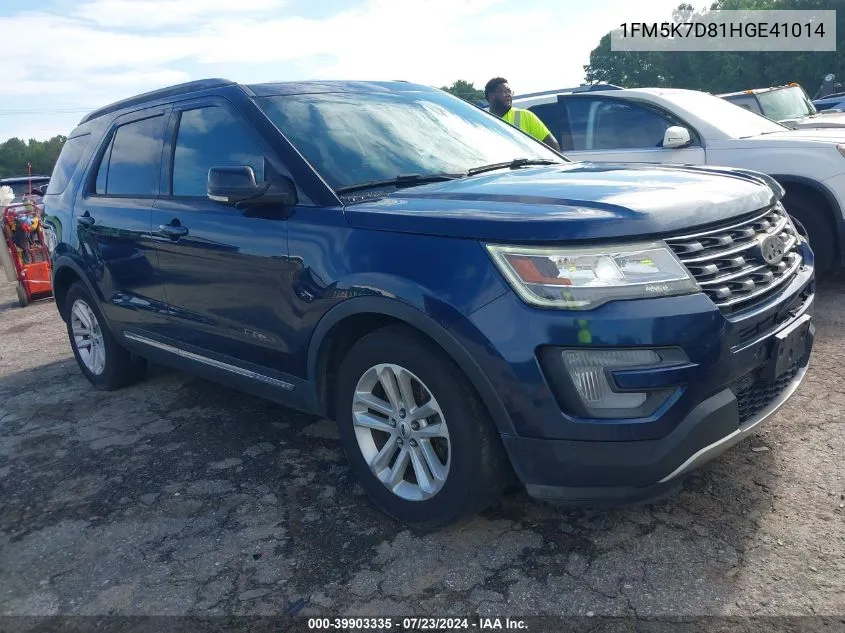 2017 Ford Explorer Xlt VIN: 1FM5K7D81HGE41014 Lot: 39903335