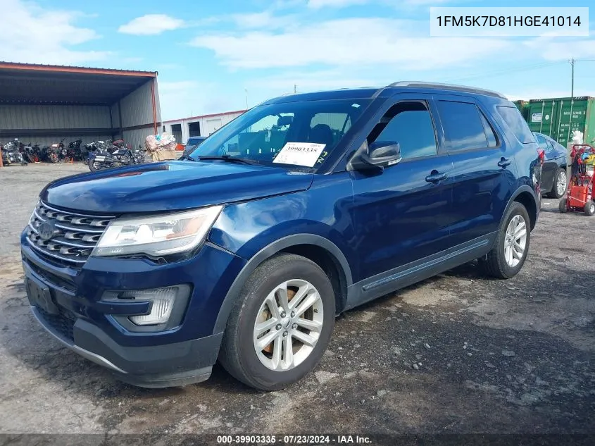 2017 Ford Explorer Xlt VIN: 1FM5K7D81HGE41014 Lot: 39903335