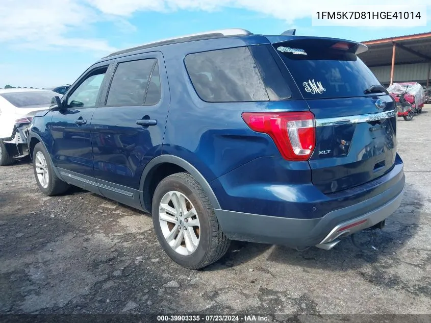 1FM5K7D81HGE41014 2017 Ford Explorer Xlt