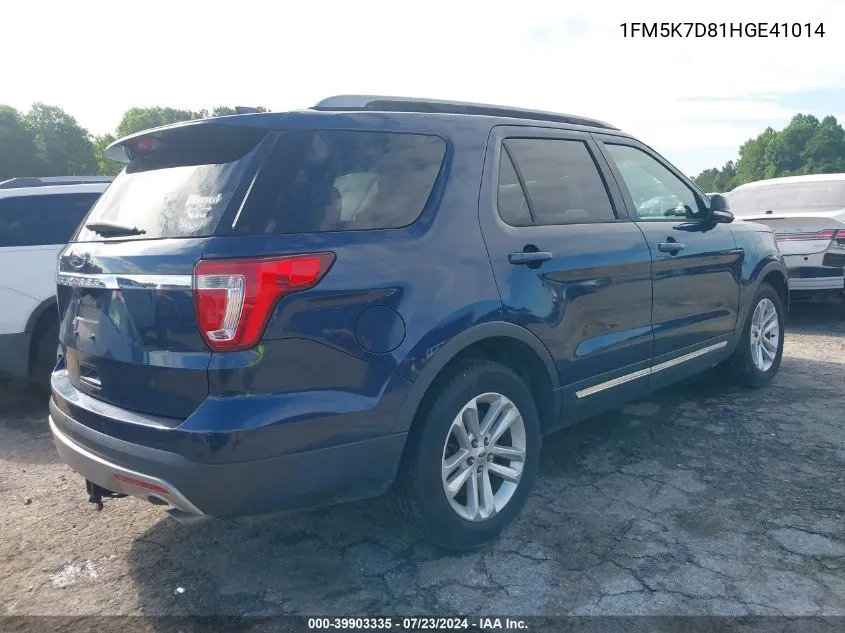 2017 Ford Explorer Xlt VIN: 1FM5K7D81HGE41014 Lot: 39903335