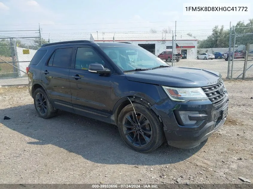 2017 Ford Explorer Xlt VIN: 1FM5K8D8XHGC41772 Lot: 39933656