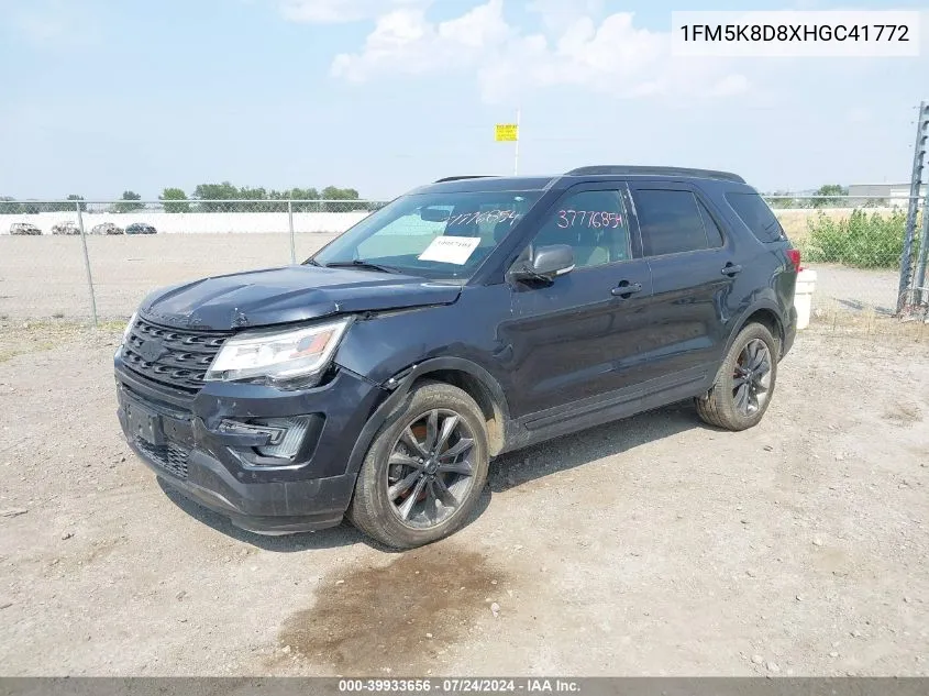 2017 Ford Explorer Xlt VIN: 1FM5K8D8XHGC41772 Lot: 39933656