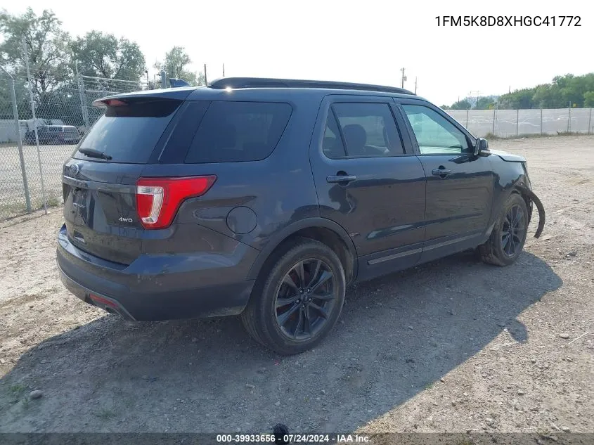 1FM5K8D8XHGC41772 2017 Ford Explorer Xlt