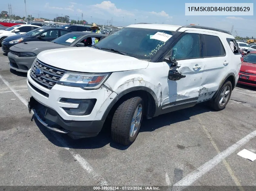 2017 Ford Explorer Xlt VIN: 1FM5K8D84HGE38629 Lot: 39935234