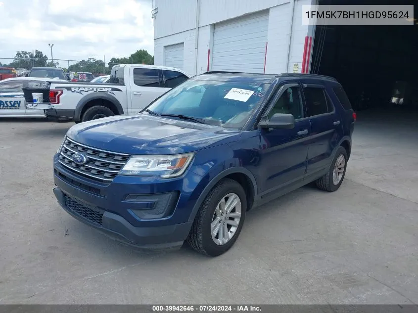 2017 Ford Explorer VIN: 1FM5K7BH1HGD95624 Lot: 39942646