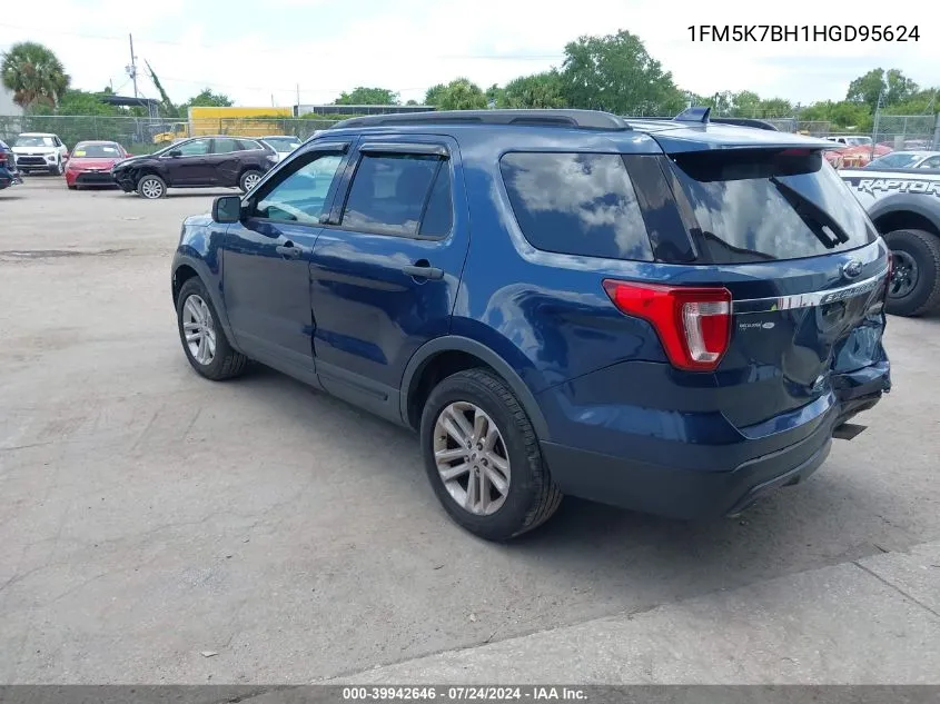 2017 Ford Explorer VIN: 1FM5K7BH1HGD95624 Lot: 39942646