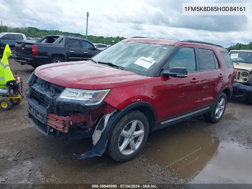 2017 Ford Explorer Xlt VIN: 1FM5K8D85HGD84161 Lot: 39945098