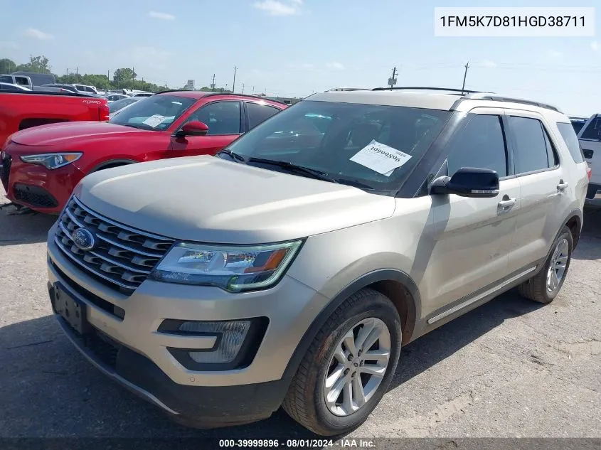 1FM5K7D81HGD38711 2017 Ford Explorer Xlt