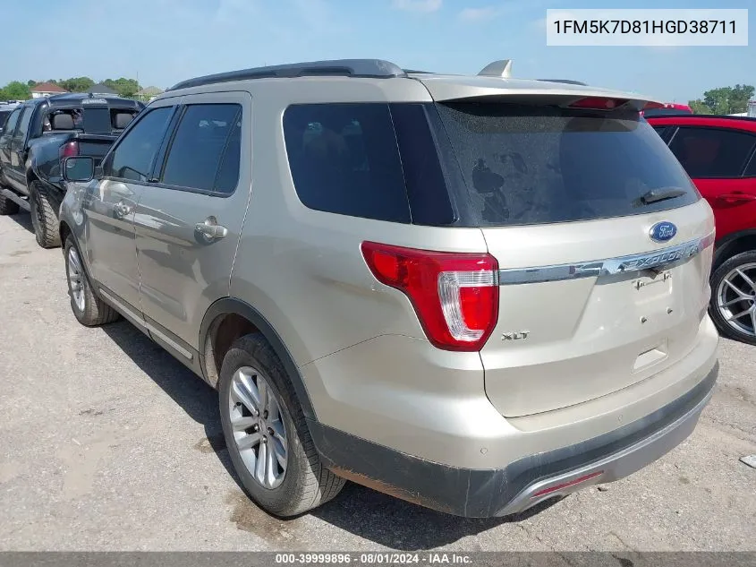 1FM5K7D81HGD38711 2017 Ford Explorer Xlt