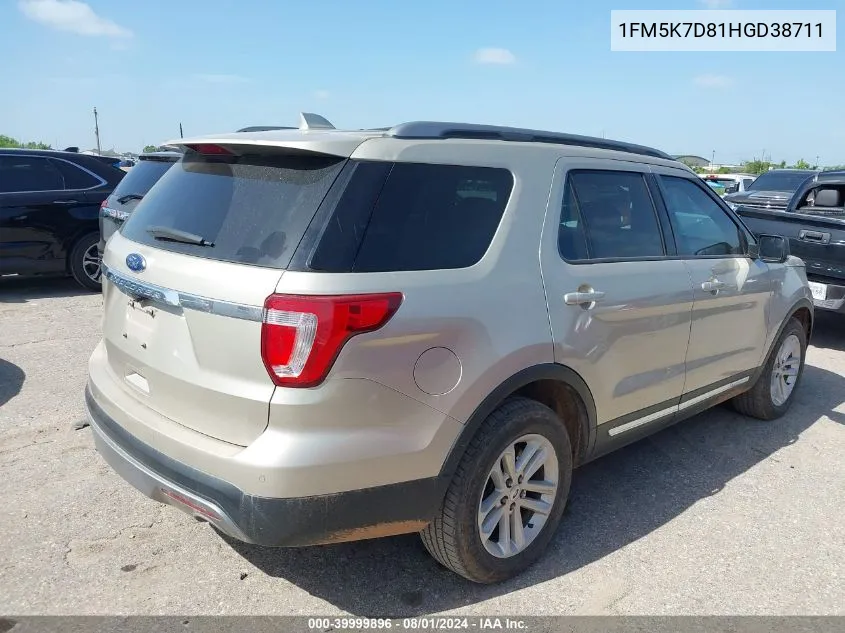 1FM5K7D81HGD38711 2017 Ford Explorer Xlt