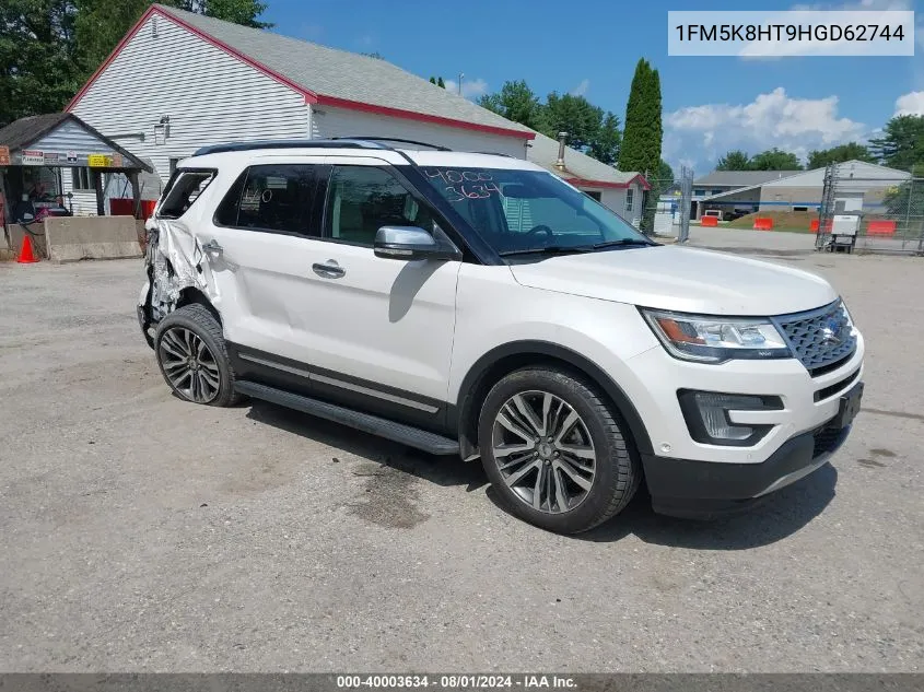 2017 Ford Explorer Platinum VIN: 1FM5K8HT9HGD62744 Lot: 40003634