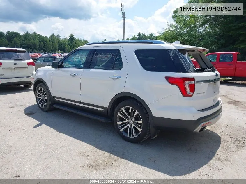 2017 Ford Explorer Platinum VIN: 1FM5K8HT9HGD62744 Lot: 40003634