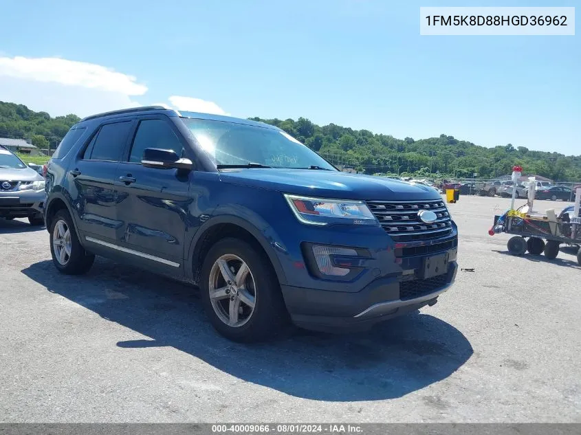 2017 Ford Explorer Xlt VIN: 1FM5K8D88HGD36962 Lot: 40009066